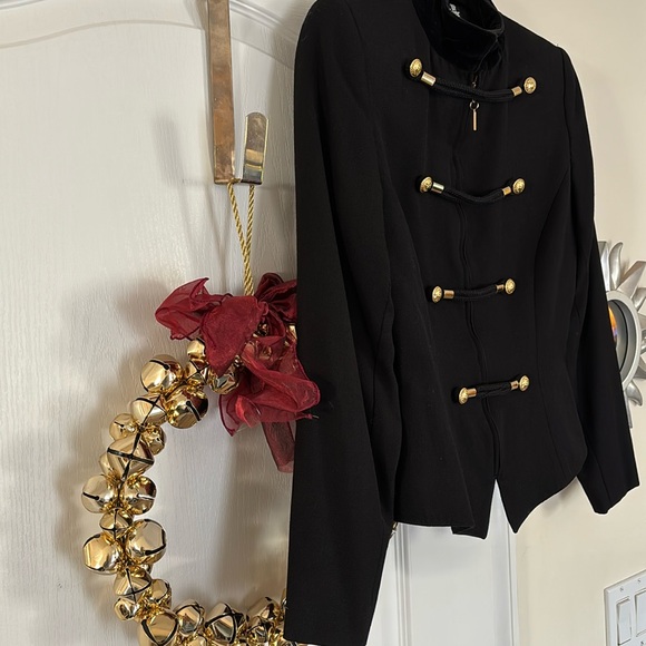 STATE OF CLAUDE MONTANA LADIES BLACK GOLD TONE MILITARY JACKET TOP-VINTAGE-WOW! - Picture 5 of 8